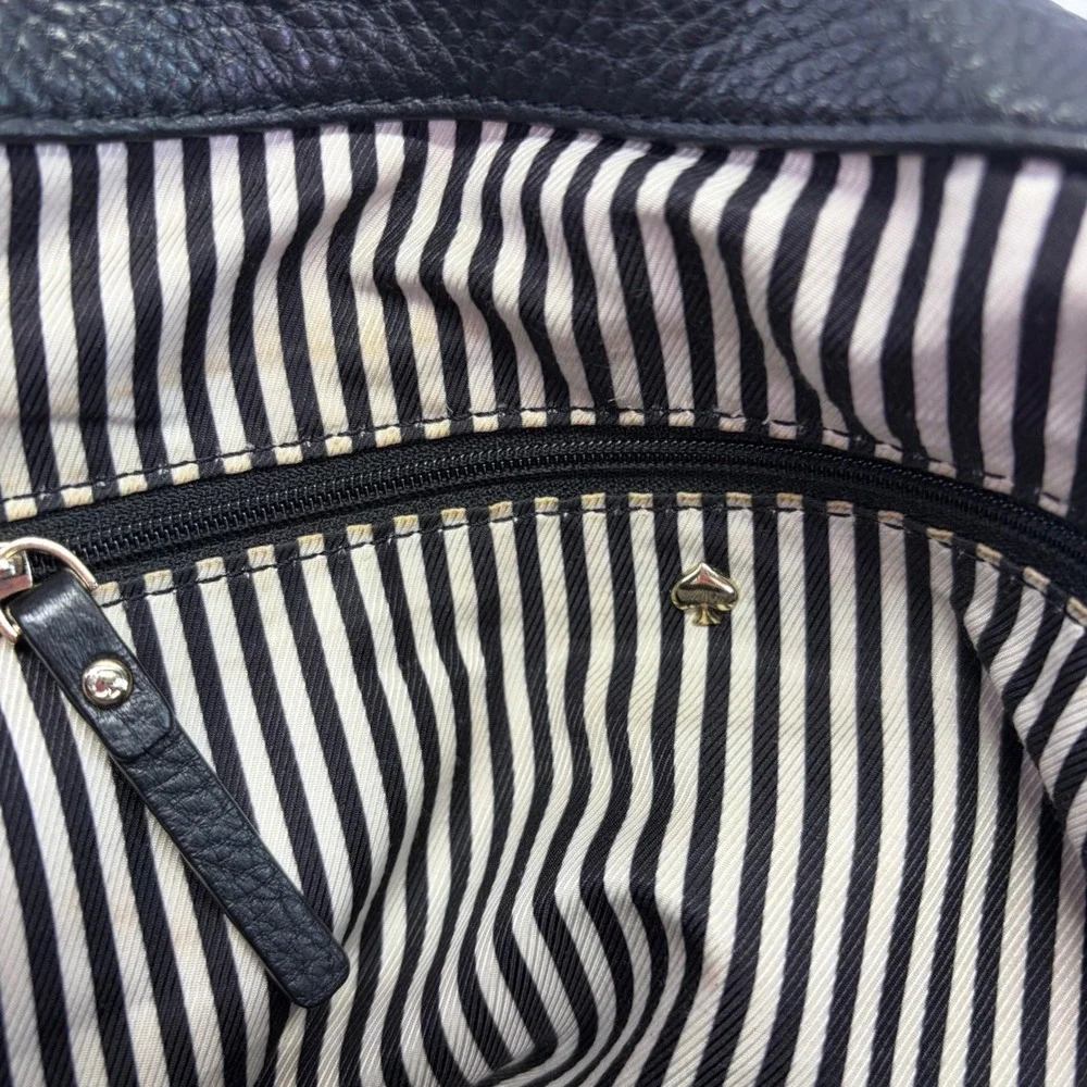Kate Spade Crossbody Bag Medium Black Pebbled Leather Foldover Satchel Slouchy